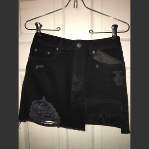 Black denim skirt